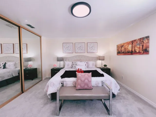 a living room with furniture