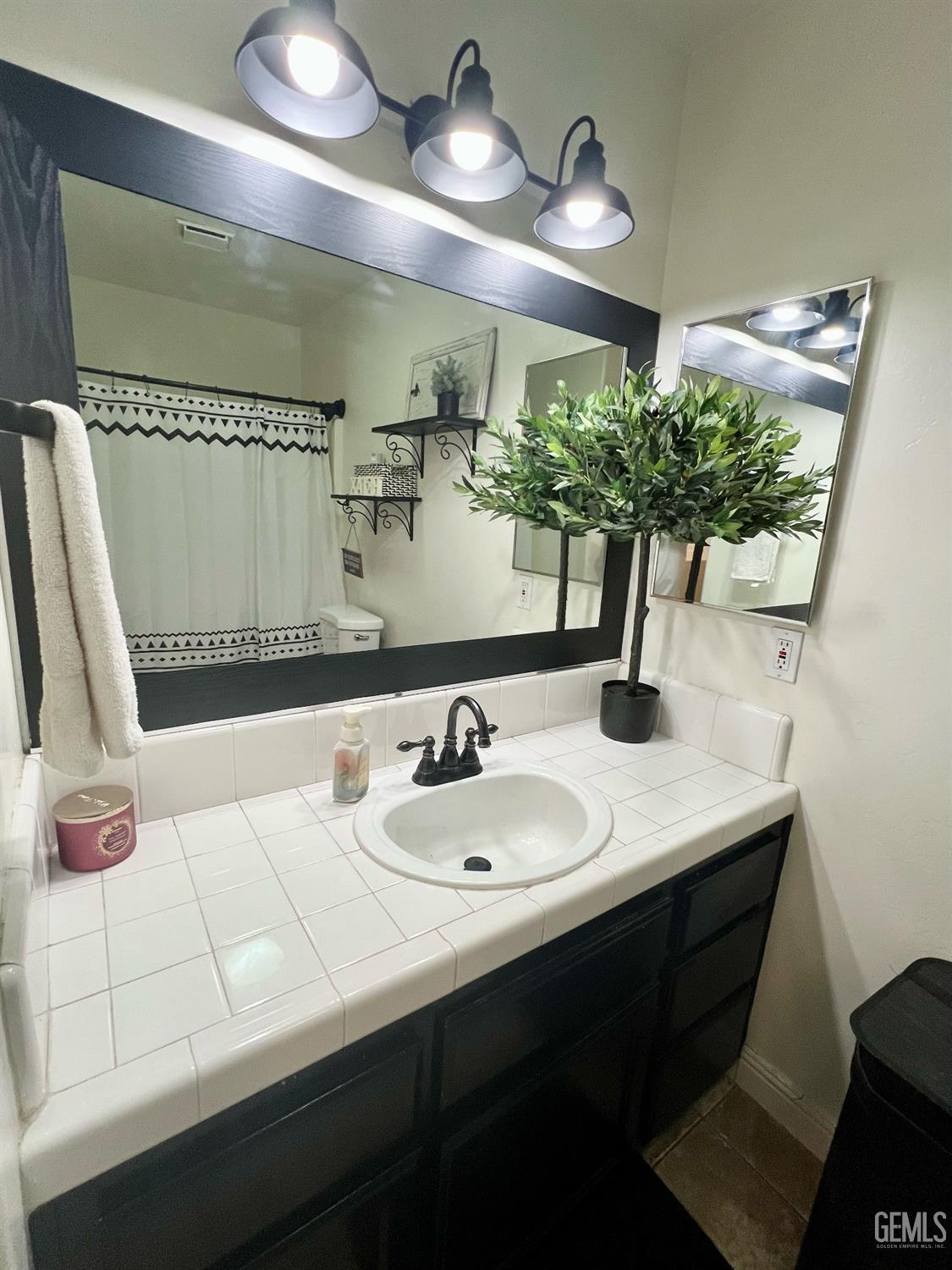 Undisclosed Address Bakersfield, CA 93312 - Photo 15 of 26 a bathroom with a sink and a mirror
