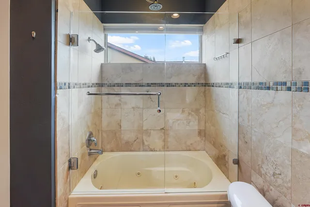 a bathroom with a tub