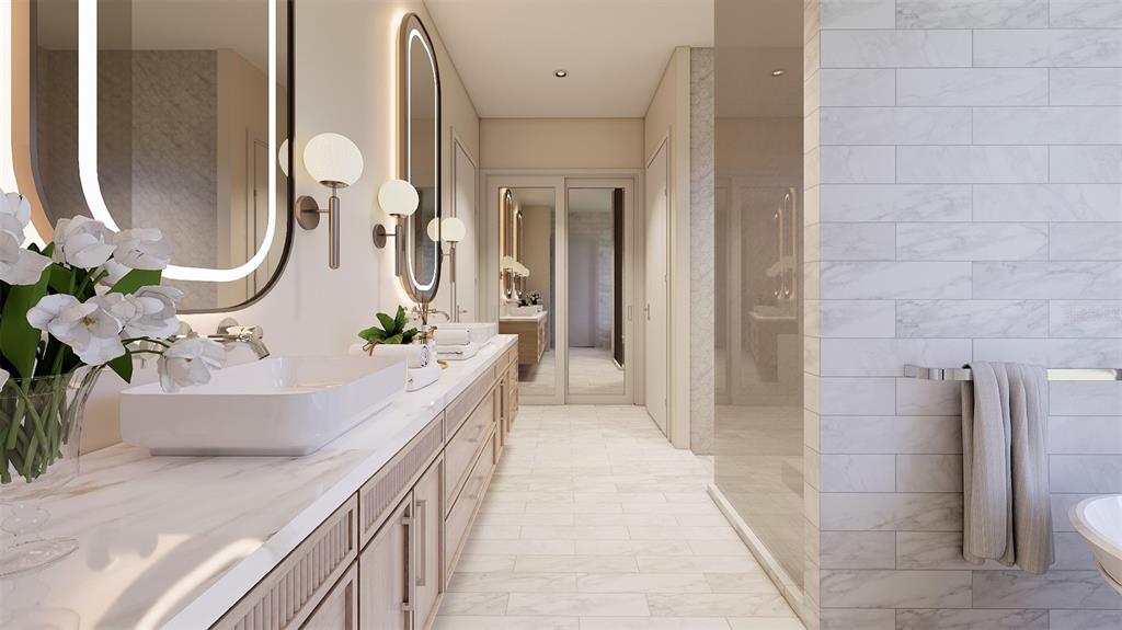 1603 Bay Road Sarasota, FL 34239 - Photo 13 of 13 a bathroom with a sink a potted plant and a mirror