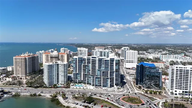 a view of a lake with a nearby beach