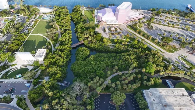 a front view of a building with street view