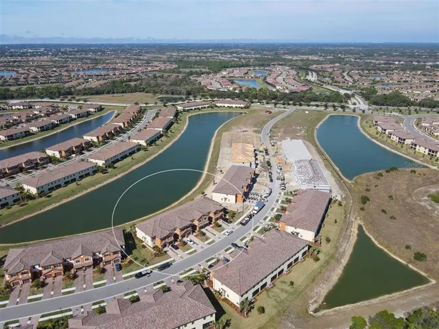 an aerial view of a city