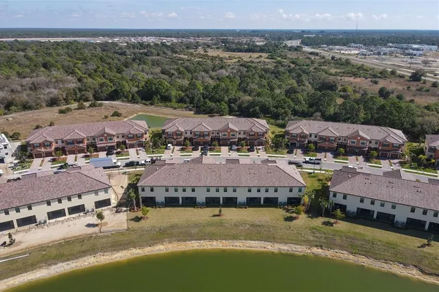 a view of a town with big houses