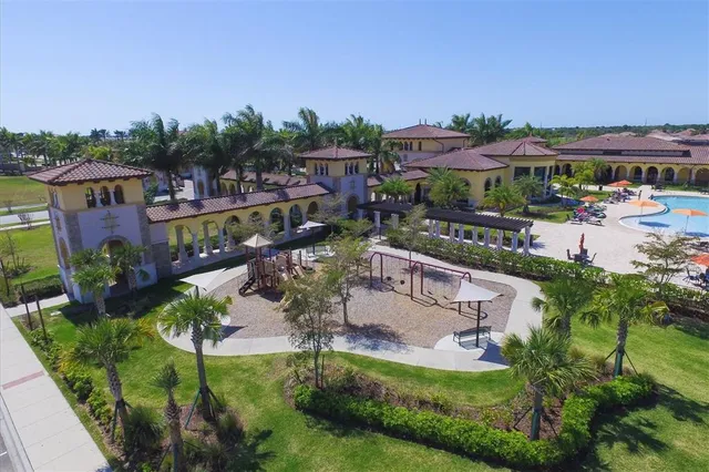 an aerial view of a residential houses with outdoor space
