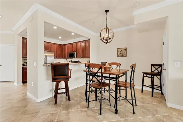 a view of a dining area with furniture