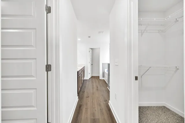 a view of a room with racks on the wall