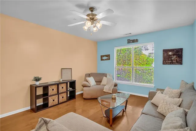 a view of a room that has a window in it