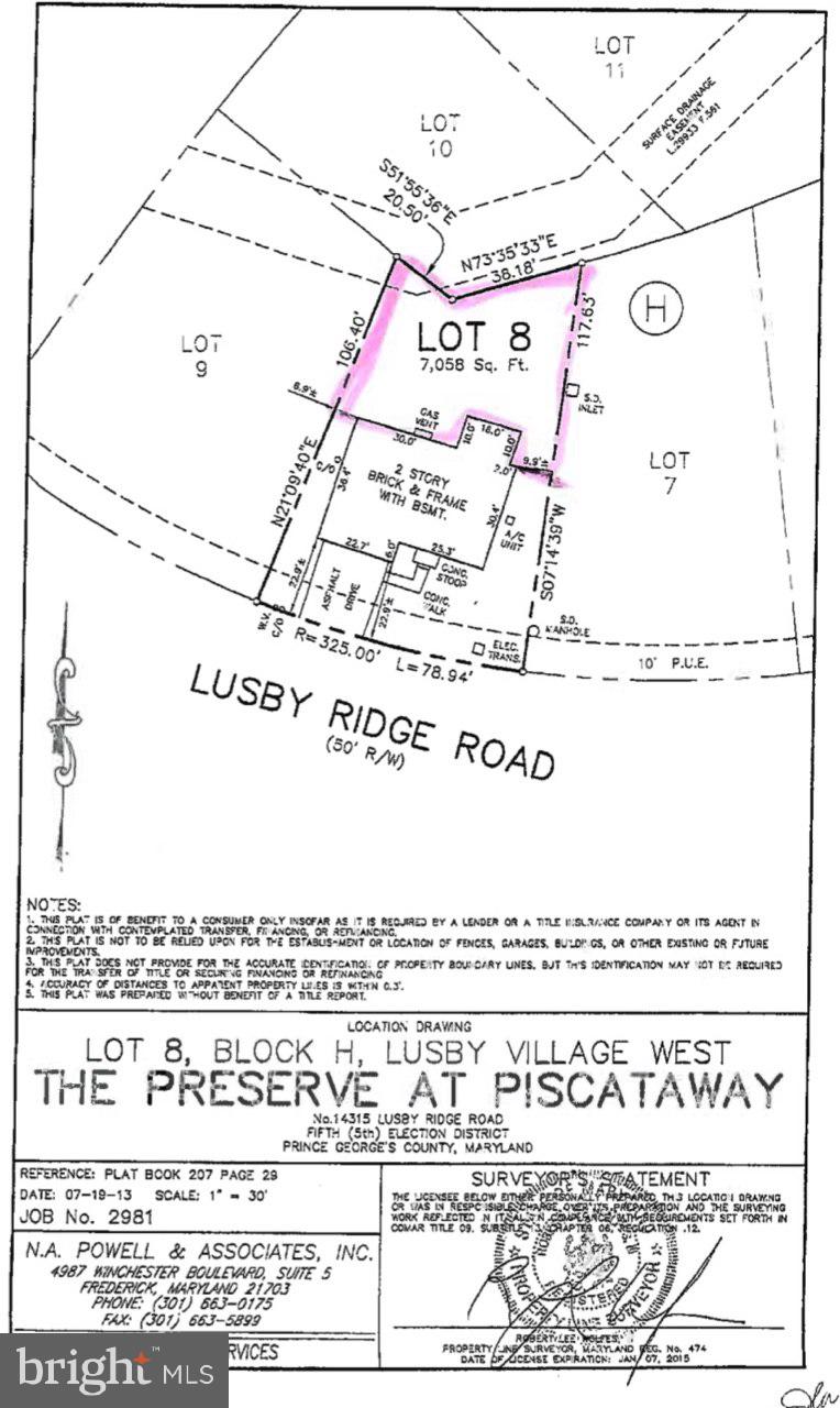 14315 Lusby Ridge Road Accokeek, MD 20607 - Photo 30 of 32 Property Plat