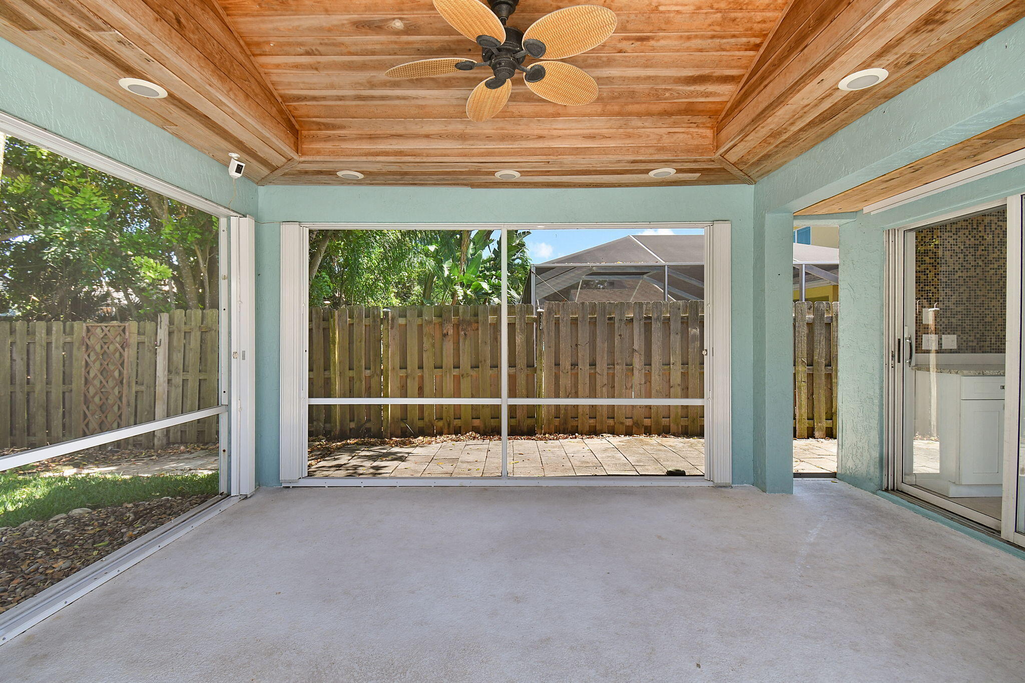 1959 Northwest Marsh Rabbit Lane Jensen Beach, FL 34957 - Photo 17 of 46 Screened Patio with Cedar Ceiling