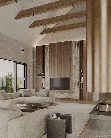 a view of an empty room with stairs