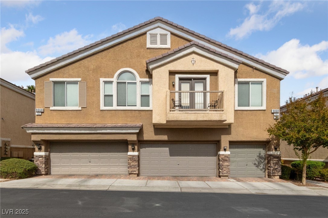 Entrance is to the Left and the Double Garage on the Left belongs to the house.