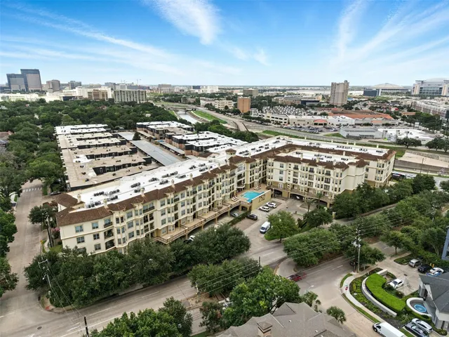 an aerial view of beach and city