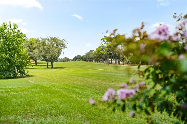 a view of a lake with a yard