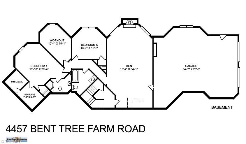 4457 Bent Tree Farm Road Winston-Salem, NC 27106 - Photo 39 of 39 Basement floor plan