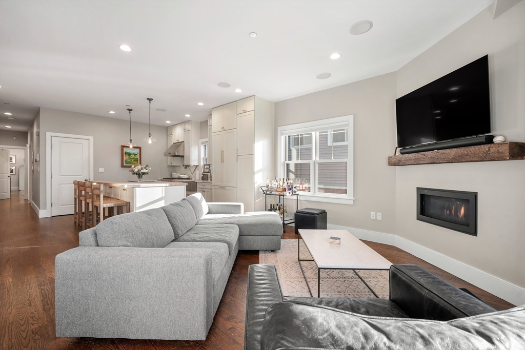 861 East 2nd Street, Unit 1 Boston, MA 02127 - Photo 8 of 30 a living room with fireplace furniture and a flat screen tv