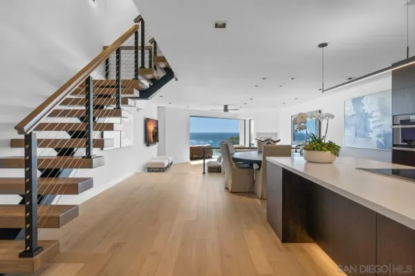 a kitchen view with lots of counter space