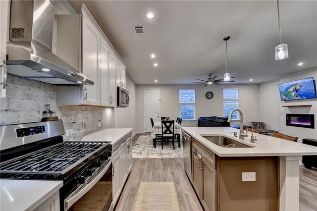 a living room with furniture