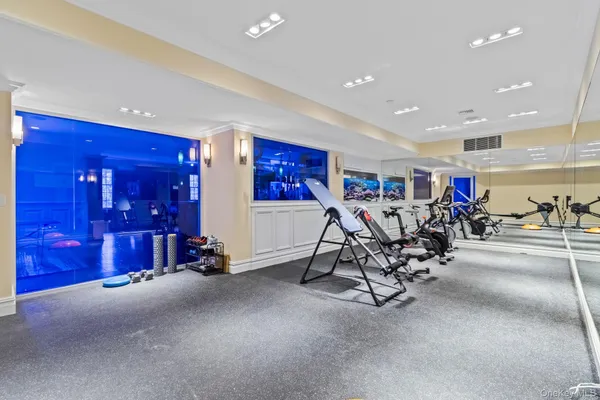 a view of a room with gym equipment