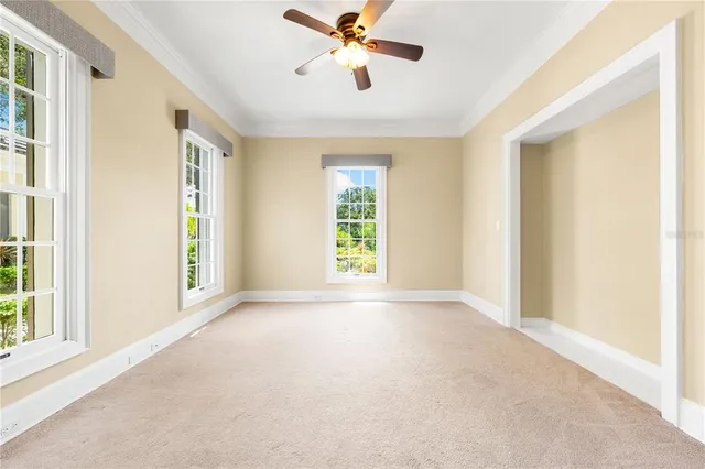 an aerial view of a house with a garden