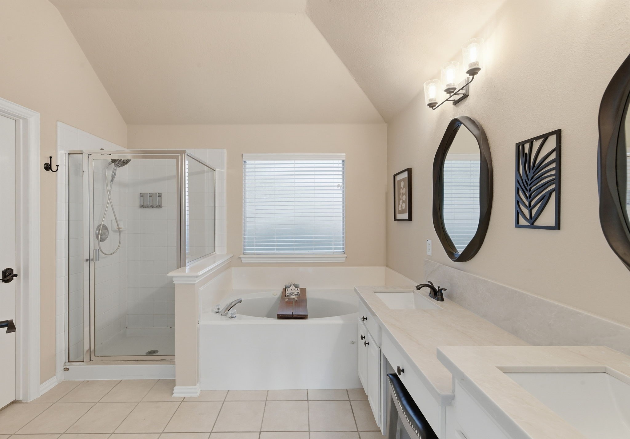 29814 Legends Pass Lane Spring, TX 77386 - Photo 33 of 46 a bathroom with a double vanity sink mirror and a shower