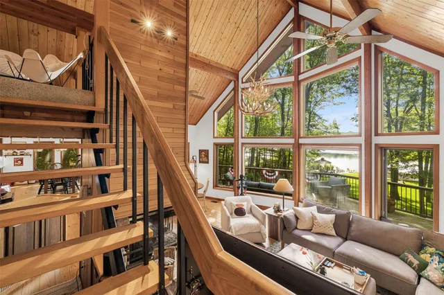 a living room with furniture