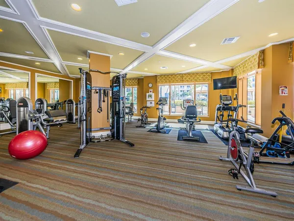 a view of a room with gym equipment