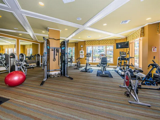 a view of a room with gym equipment