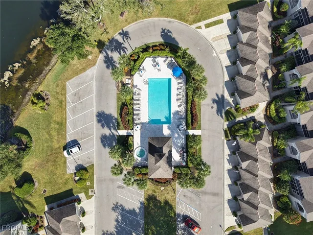 an aerial view of swimming pool