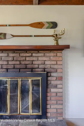 a close view of a fireplace in a room