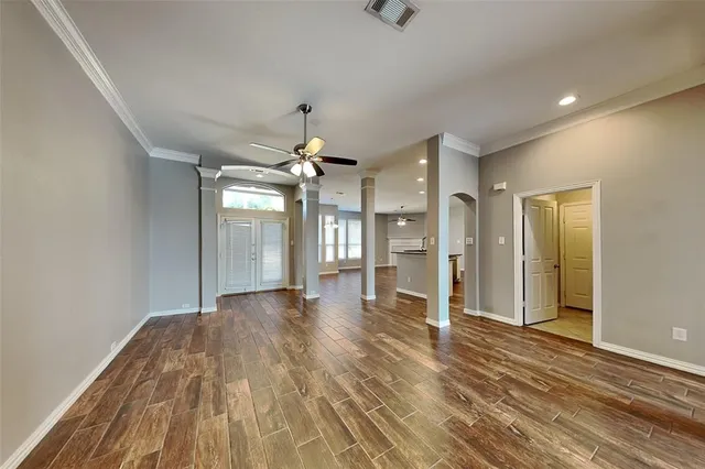 a view of a livingroom with a chandelier