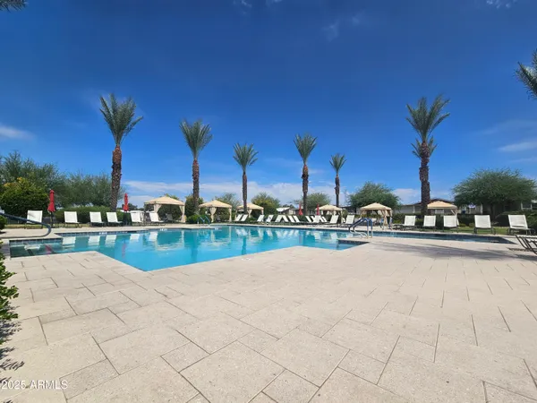 a view of a hall with yard and mountain view