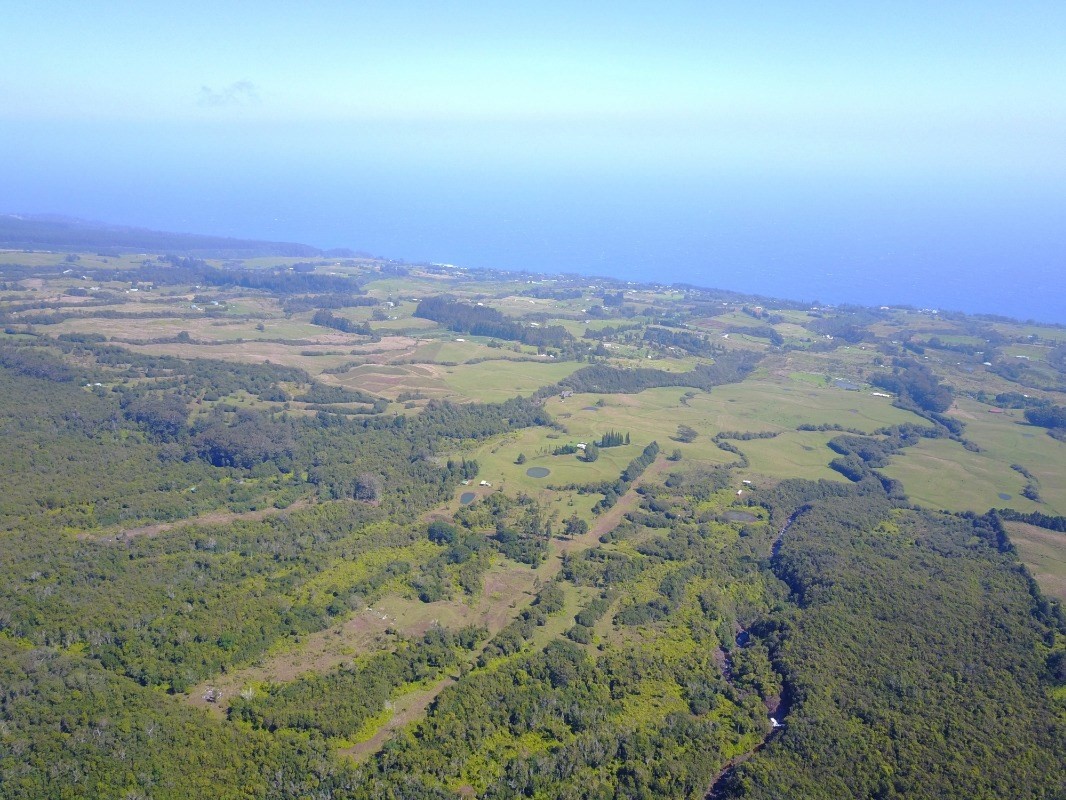 an aerial view of beach and ocean