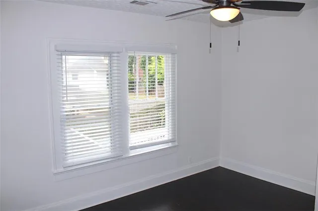 a view of a small space with a window