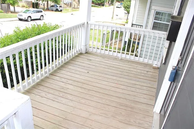a view of a wooden deck