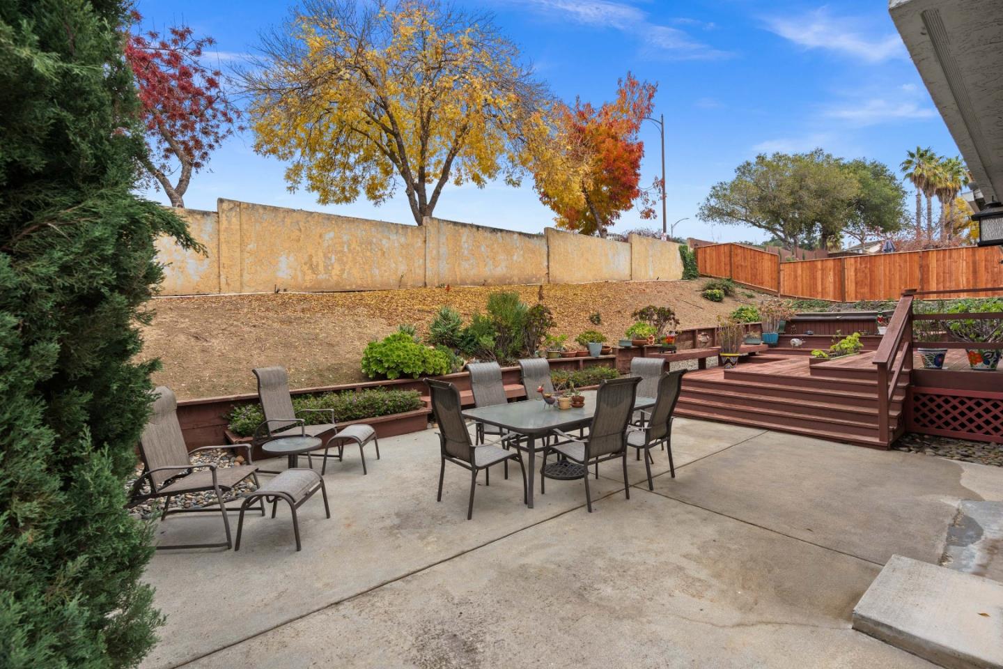 3040 Cedar Ridge Court San Jose, CA 95148 - Photo 40 of 40 a view of a patio with table and chairs and potted plants