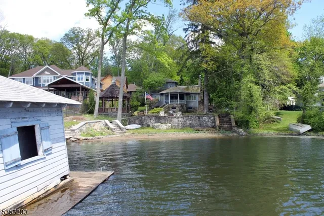 a view of house with swimming pool and lake view