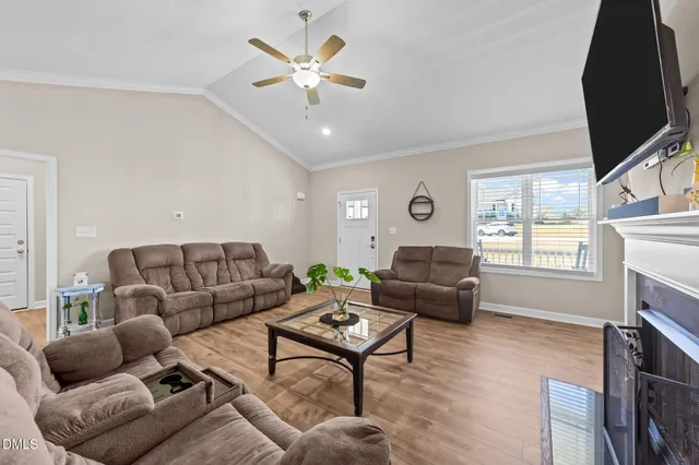 a view of entryway with livingroom and furniture