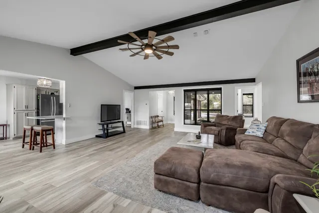 a living room with furniture