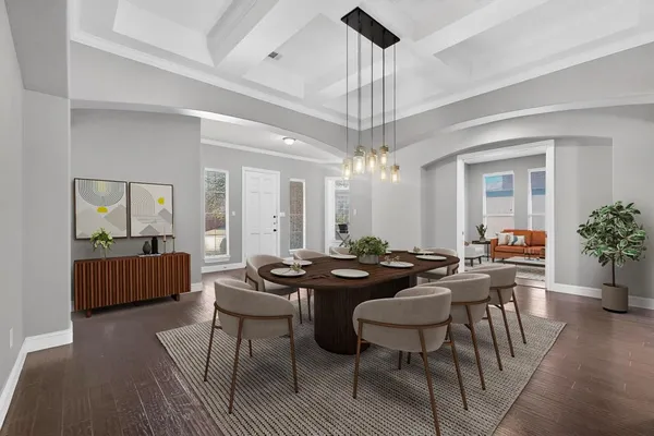 a view of a livingroom and dining room