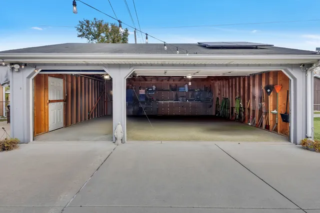 a view of garage with window