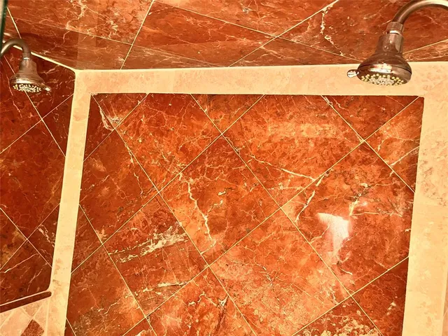 a close up of a shower curtain