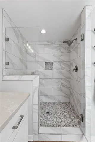 a bathroom with a shower