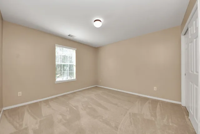 a view of a yard in front of a house with plants and large tree