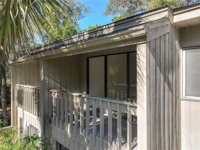 a view of a patio with swimming pool