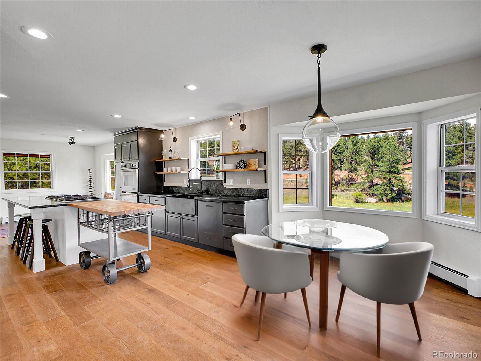 2635 Nova Road Pine, CO 80470 - Photo 14 of 45 a view of a dining room with furniture window and outside view