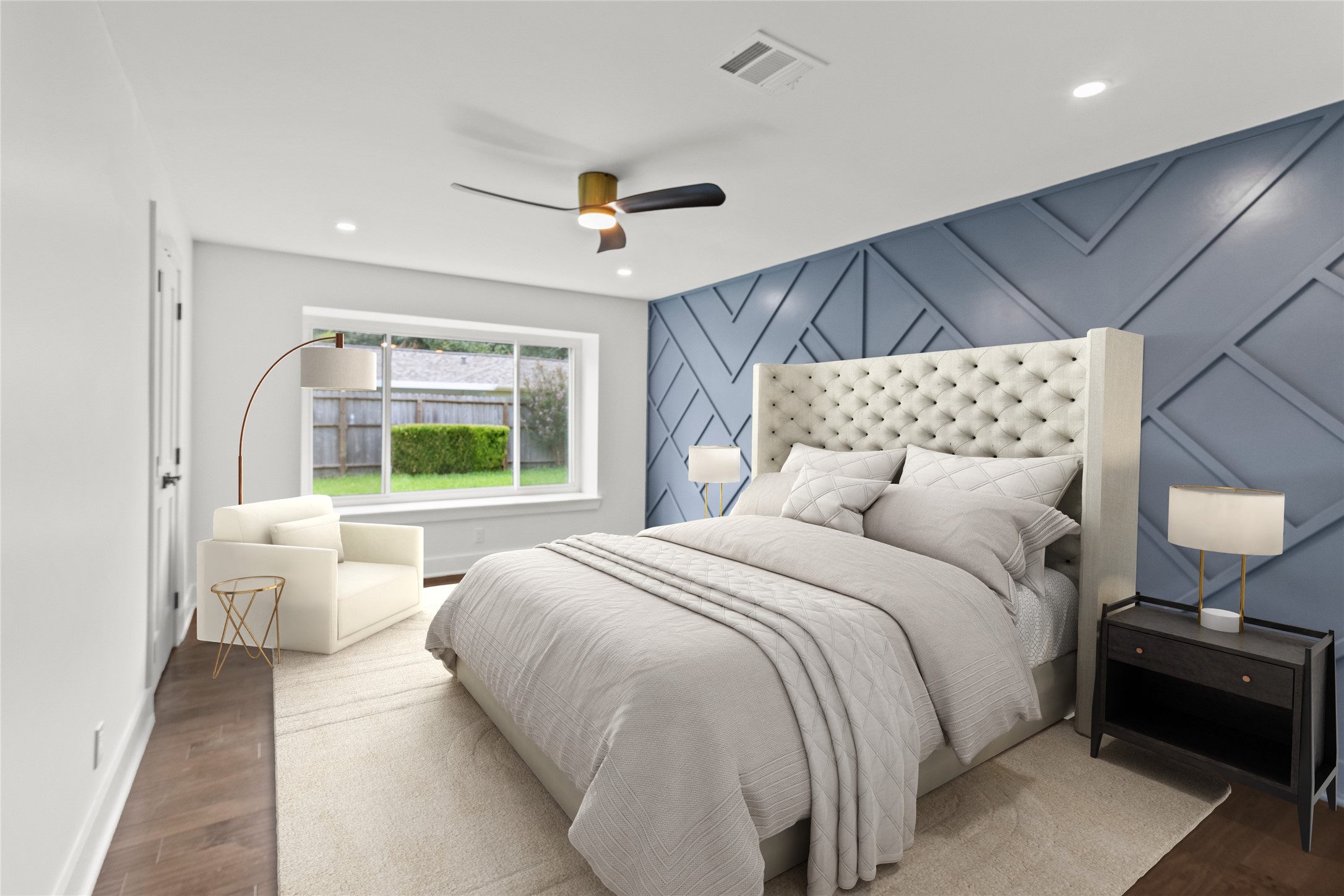 2823 Stetson Lane Houston, TX 77043 - Photo 8 of 19 a bedroom with a large bed and a large window