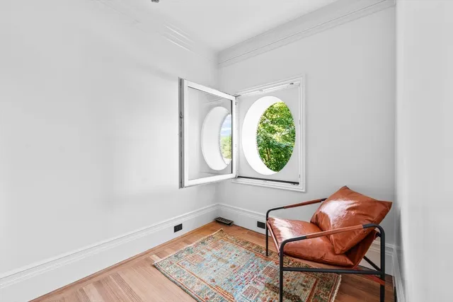 a room with a table and a chair