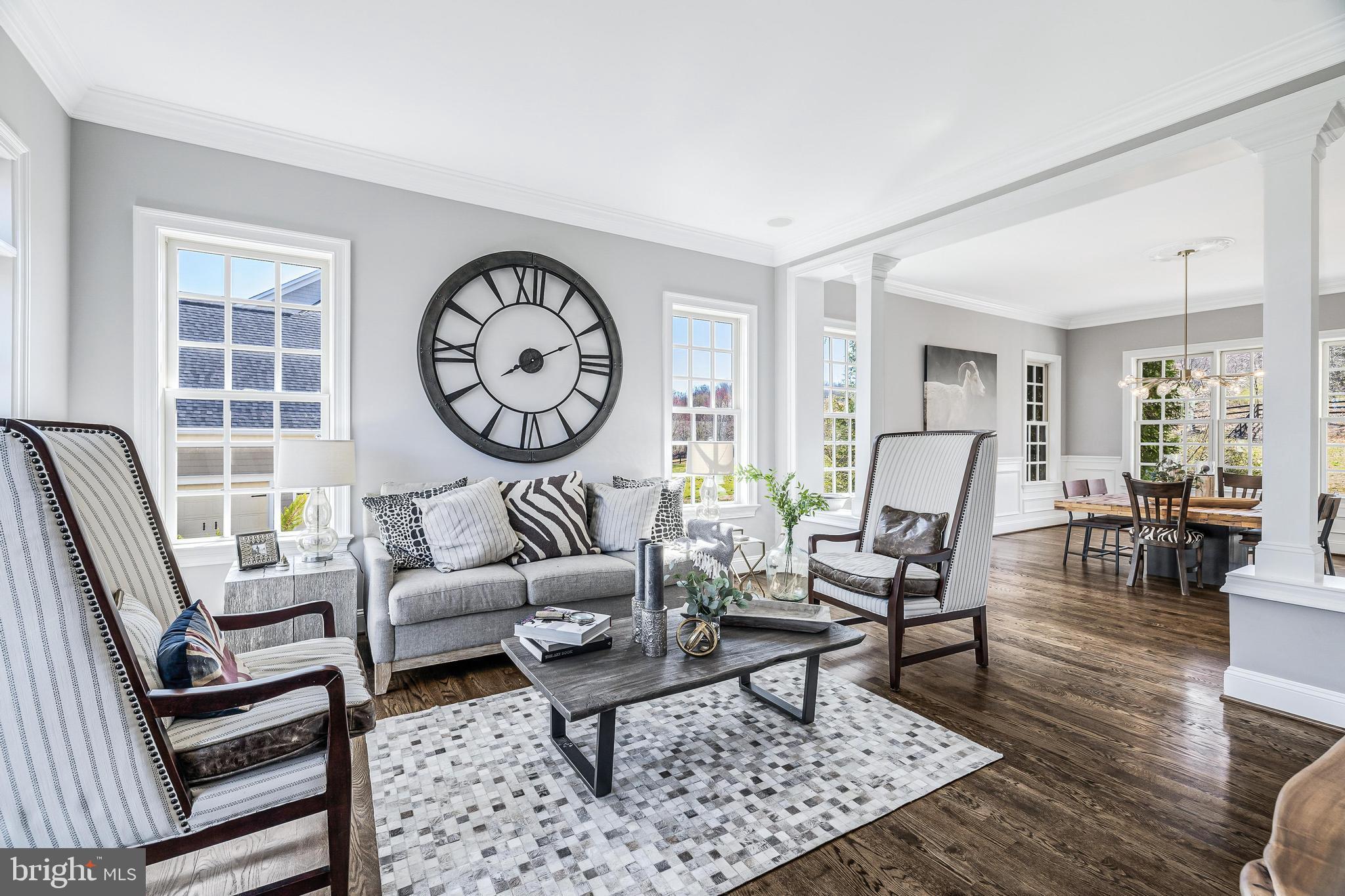 16319 Hunter Place Leesburg, VA 20176 - Photo 11 of 71 a living room with furniture a rug a clock and a window