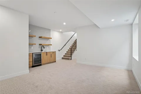 a view of a room with stairs